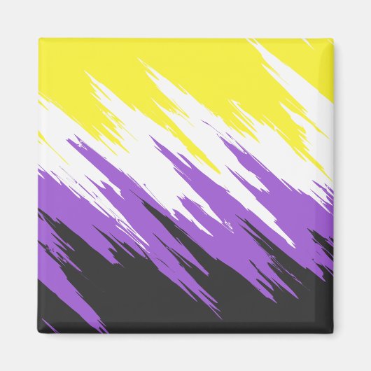 Grungy Funky ZigZag Abstract Nonbinaire Vlag Magneet (Voorkant)
