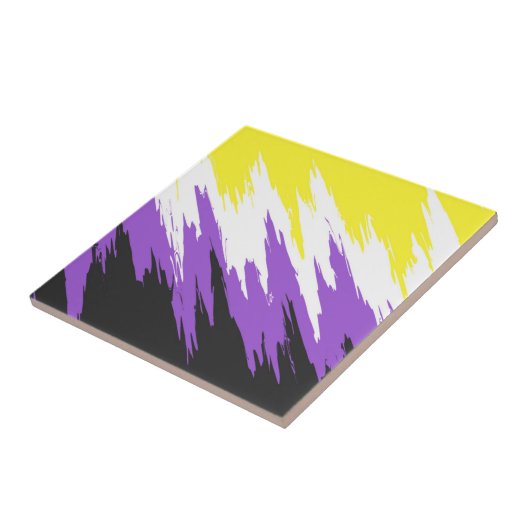 Grungy Funky ZigZag Abstract Nonbinaire Vlag Tegeltje (Zijkant)