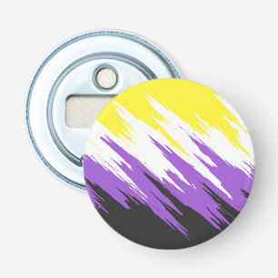 Grungy Funky ZigZag Abstract Nonbinaire Vlag voor Button Flesopener