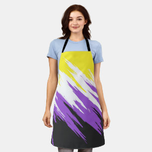 Grungy Funky ZigZag Abstract Nonbinaire Vlag voor Schort