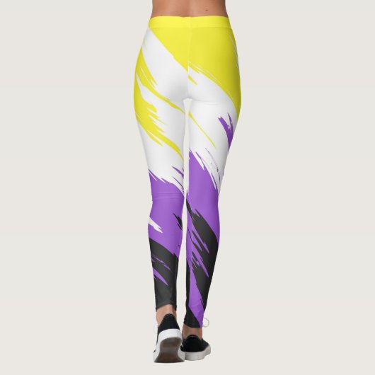Grungy Funky ZigZag Abstracte Nonbinary Pride Flag Leggings (Achterkant)