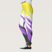 Grungy Funky ZigZag Abstracte Nonbinary Pride Flag Leggings (Links)