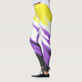 Grungy Funky ZigZag Abstracte Nonbinary Pride Flag Leggings