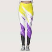 Grungy Funky ZigZag Abstracte Nonbinary Pride Flag Leggings (Voorkant)