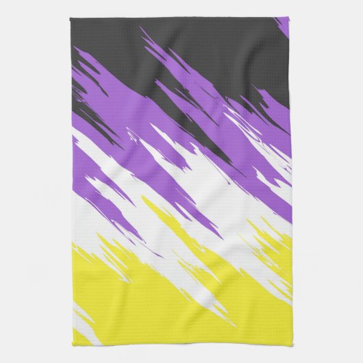 Grungy Funky ZigZag Abstracte Nonbinary Pride Flag Theedoek (Verticaal)