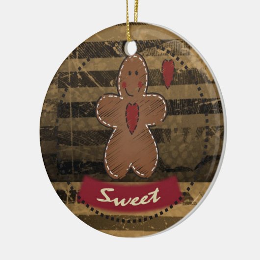 Grungy  Gingerbrood Man Keramisch Ornament (Links)