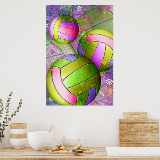 Grungy Girls' Volleyball Poster (Keuken)