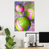 Grungy Girls' Volleyball Poster (Thuiskantoor)