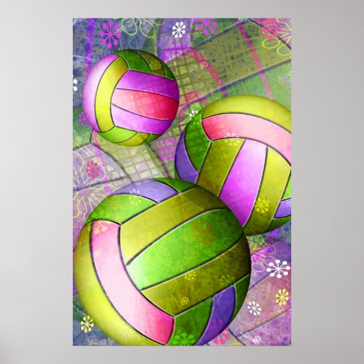 Grungy Girls' Volleyball Poster (Voorkant)