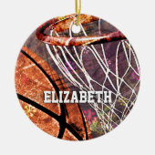 Grungy Girly Basketball en hoepel haar naam Keramisch Ornament (Voorkant)