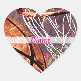 Grungy Girly Basketball Hart Sticker