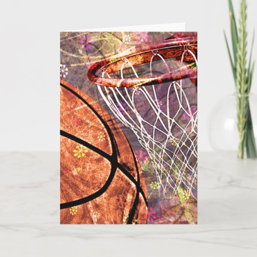 Grungy Girly Basketball Kaart (Voorkant)