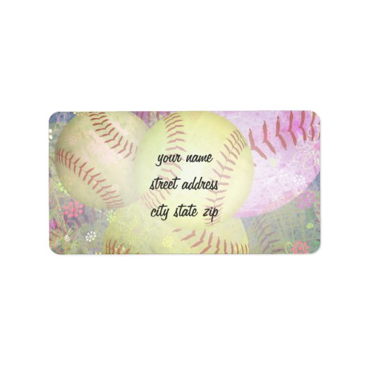 Grungy Girly Softball Etiket (Voorkant)