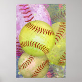 Grungy Girly Softball Poster (Voorkant)