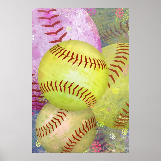 Grungy Girly Softball Poster (Voorkant)