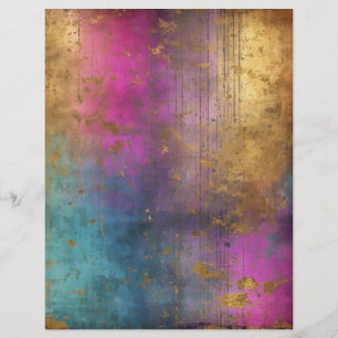 Grungy Glam Roze Turquoise Gouden Scrapbook Papier