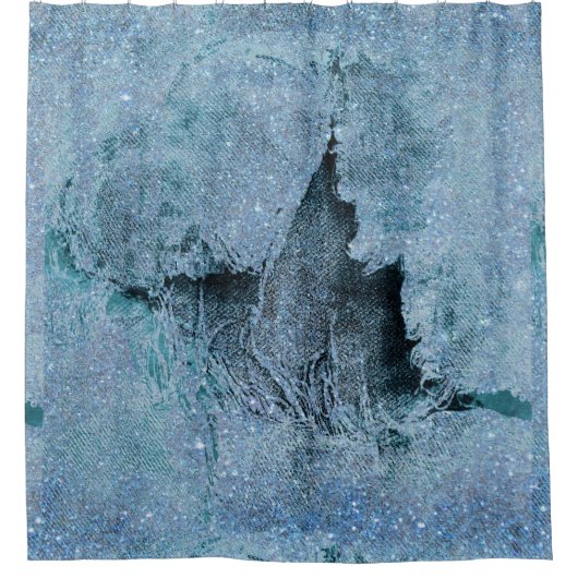 grungy glitter denim douchegordijn (Voorkant)