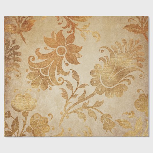 Grungy  Gold Floral Cadeaupapier (Vlak)
