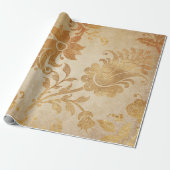 Grungy  Gold Floral Cadeaupapier (Uitgerold)