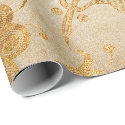 Grungy  Gold Floral Cadeaupapier (Rol Hoek)