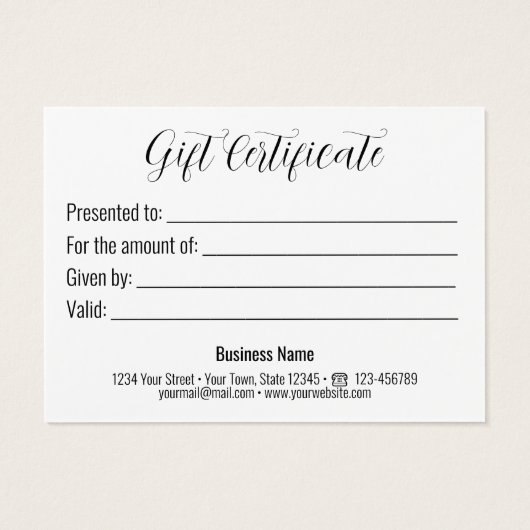 Grungy  Gold-kerstcadeaubon Visitekaartje (Achterkant)