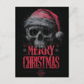 Grungy Gothic Skull Wearing a Distressed Santa Hat Briefkaart (Voorkant)