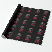 Grungy Gothic Skull Wearing a Distressed Santa Hat Cadeaupapier (Uitgerold)