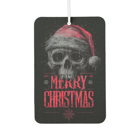 Grungy Gothic Skull Wearing a Distressed Santa Hat Luchtverfrisser (Voorkant)
