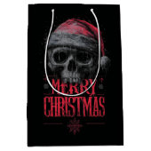 Grungy Gothic Skull Wearing a Distressed Santa Hat Medium Cadeauzakje (Voorkant)