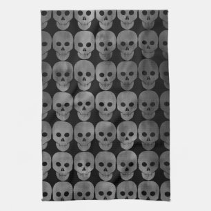Grungy gothic skulls Halloween keukendecor Theedoek