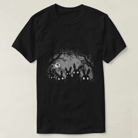 Grungy Gothic T-shirt met griezelig konijnenbos (Design voorkant)