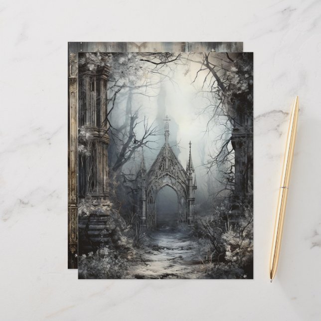 Grungy Gothic Winter Papier Craft Cardstock (Voorkant / Achterkant in situ)