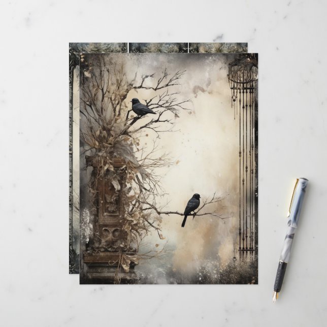 Grungy Gothic Winter Papier Craft Cardstock (Voorkant / Achterkant in situ)