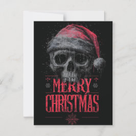 Grungy gotische schedel met een versleten kerstman briefkaart