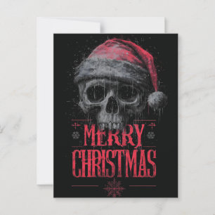 Grungy gotische schedel met een versleten kerstman briefkaart