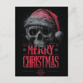 Grungy gotische schedel met een versleten kerstman briefkaart