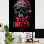 Grungy gotische schedel met een versleten kerstman poster (Thuiskantoor)