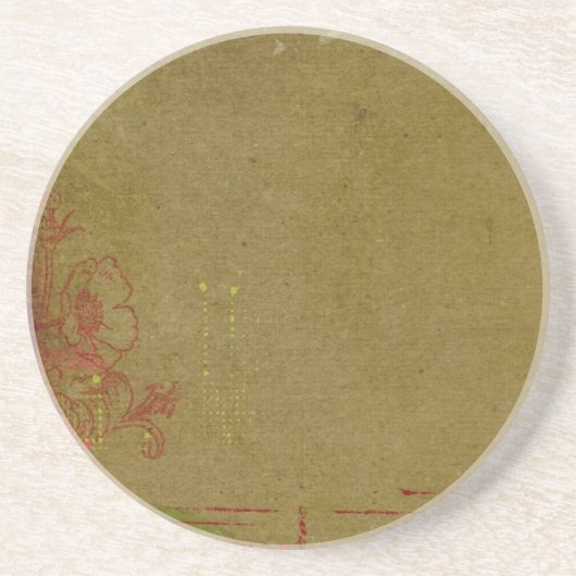 Grungy Graffiti met Red Floral Zandsteen Onderzetter (Voorkant)