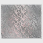 Grungy Grey Roze Roze Silver Powder Blush Floral Cadeaupapier (Vlak)