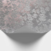 Grungy Grey Roze Roze Silver Powder Blush Floral Cadeaupapier (Hoek)