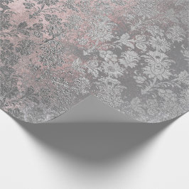 Grungy Grey Roze Roze Silver Powder Blush Floral Cadeaupapier
