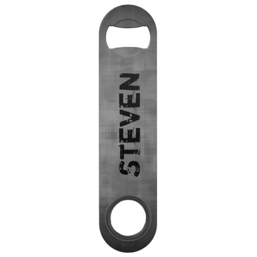 Grungy grijs met jouw naam modern design speed flessenopener (Voorkant)