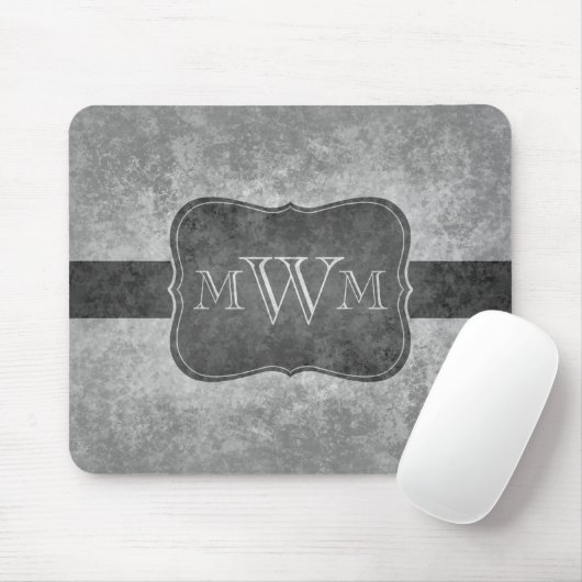 Grungy grijs monogram muismat (Met muis)