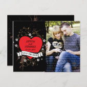 Grungy Heart Rock & Roll-foto Bewaar de datum Aankondigingskaart (Voorkant / Achterkant)