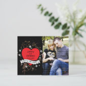 Grungy Heart Rock & Roll-foto Bewaar de datum Aankondigingskaart (Staand voorkant)