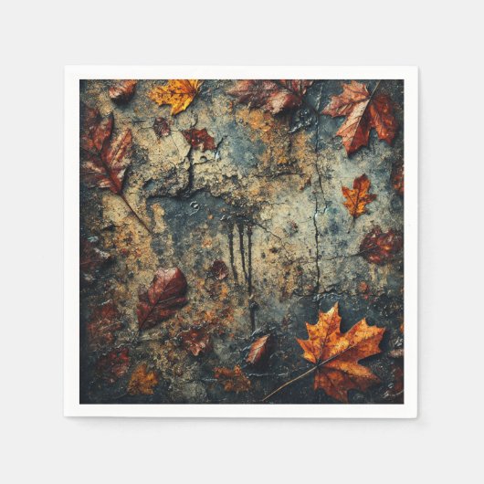Grungy herfstblad gebarsten betondecoupage servet (Voorkant)