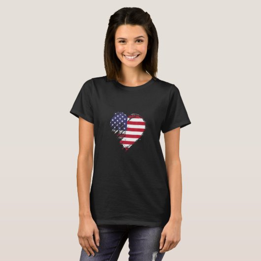 Grungy I Love USA Heart Flag T-shirt (Voorkant volledig)