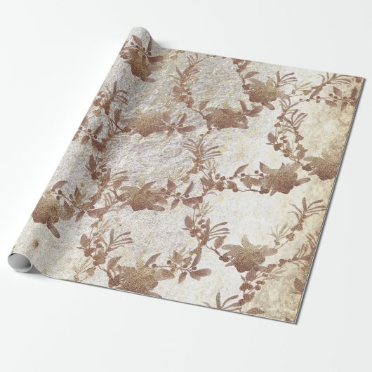 Grungy Ivoor Oud Parel Goud Krans Blush Royal Cadeaupapier (Uitgerold)