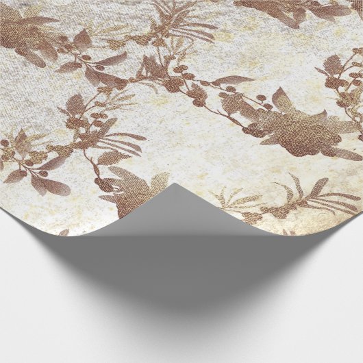 Grungy Ivoor Oud Parel Goud Krans Blush Royal Cadeaupapier (Hoek)