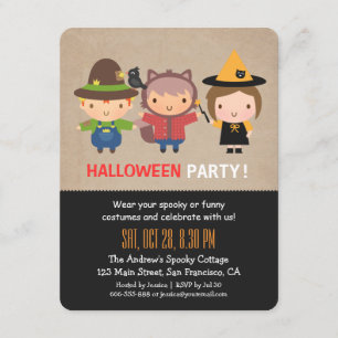 Grungy Kinder Halloween Party-uitnodigingen Kaart